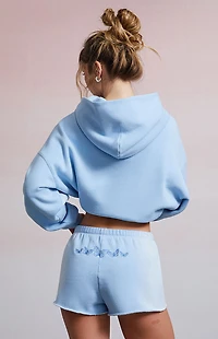 Third Charm Butterflies Embroidered Flow Sweat Shorts