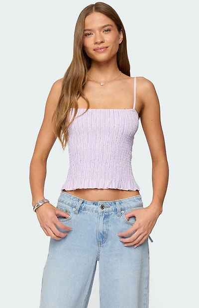 Edikted Leela Scrunch Striped Tank Top