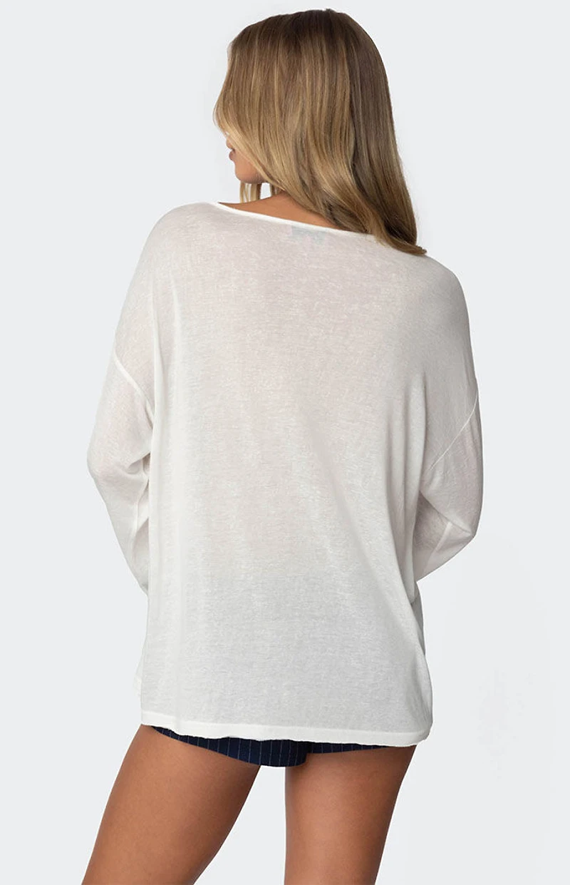 Edikted Oversized Semi Sheer Long Sleeve T-Shirt