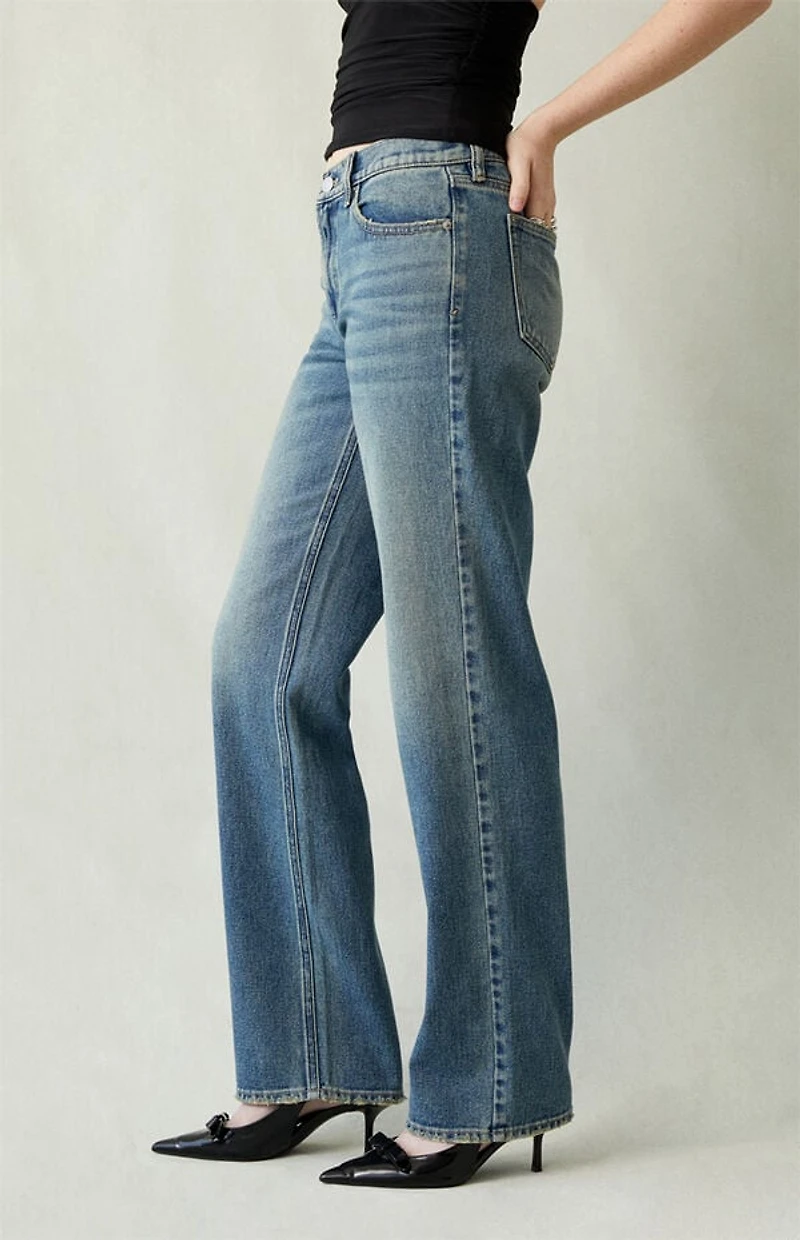 Pacsun Jordyn Low Rise Straight Leg Jeans Medium Blue Tinted
