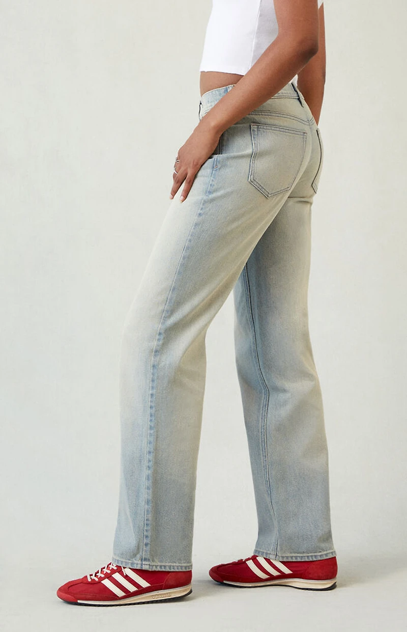 Pacsun Jordyn Low Rise Straight Leg Jeans Light Blue Wash
