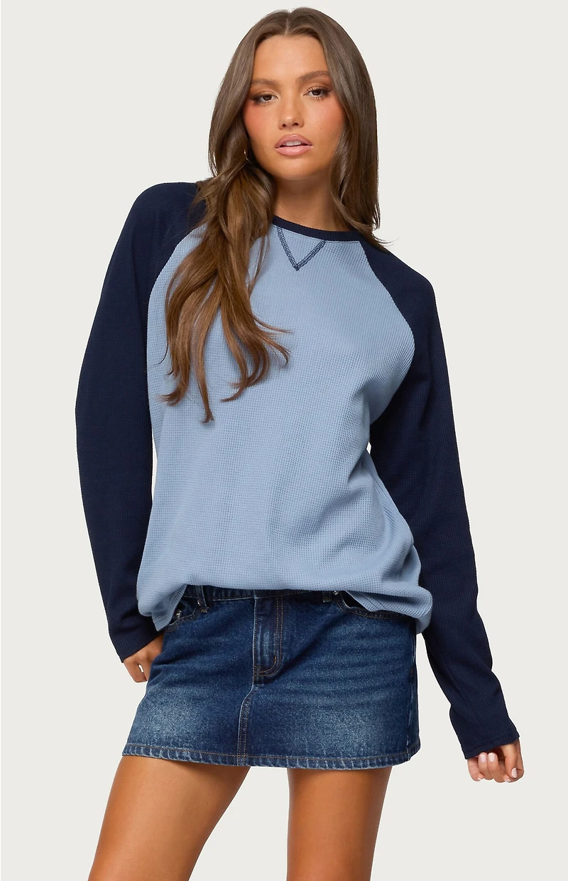 Edikted Me Time Oversized Waffle Top