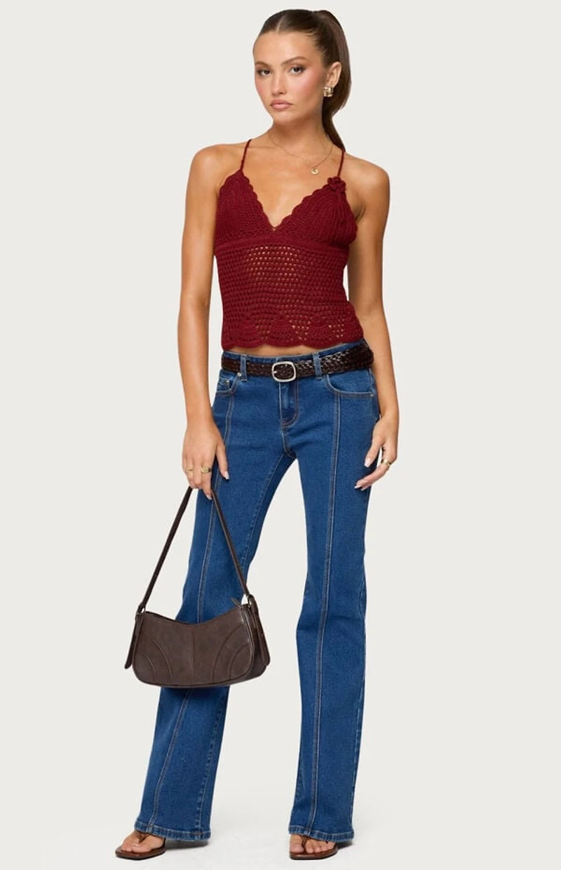 Edikted Delila Crochet V Neck Top