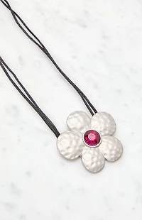 LA Hearts Flower Ribbon Choker Necklace