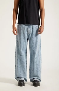 Pacsun Blake Extreme Baggy Jeans Graphic Light Blue