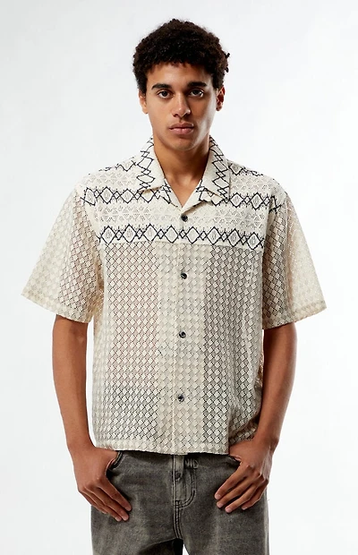 Pacsun Cream Textured Oversized Resort Camp Shirt