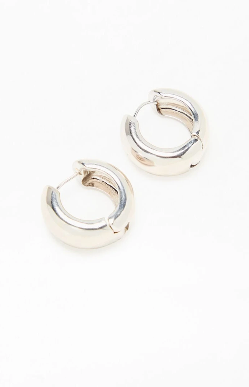 LA Hearts Silver 14K Gold Plated Chunky Hoop Earrings