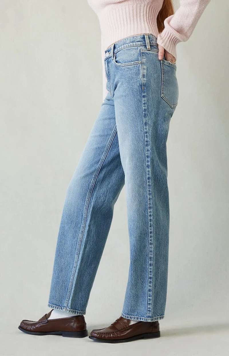 Pacsun Jordyn Low Rise Straight Leg Jeans Stretch Medium Indigo