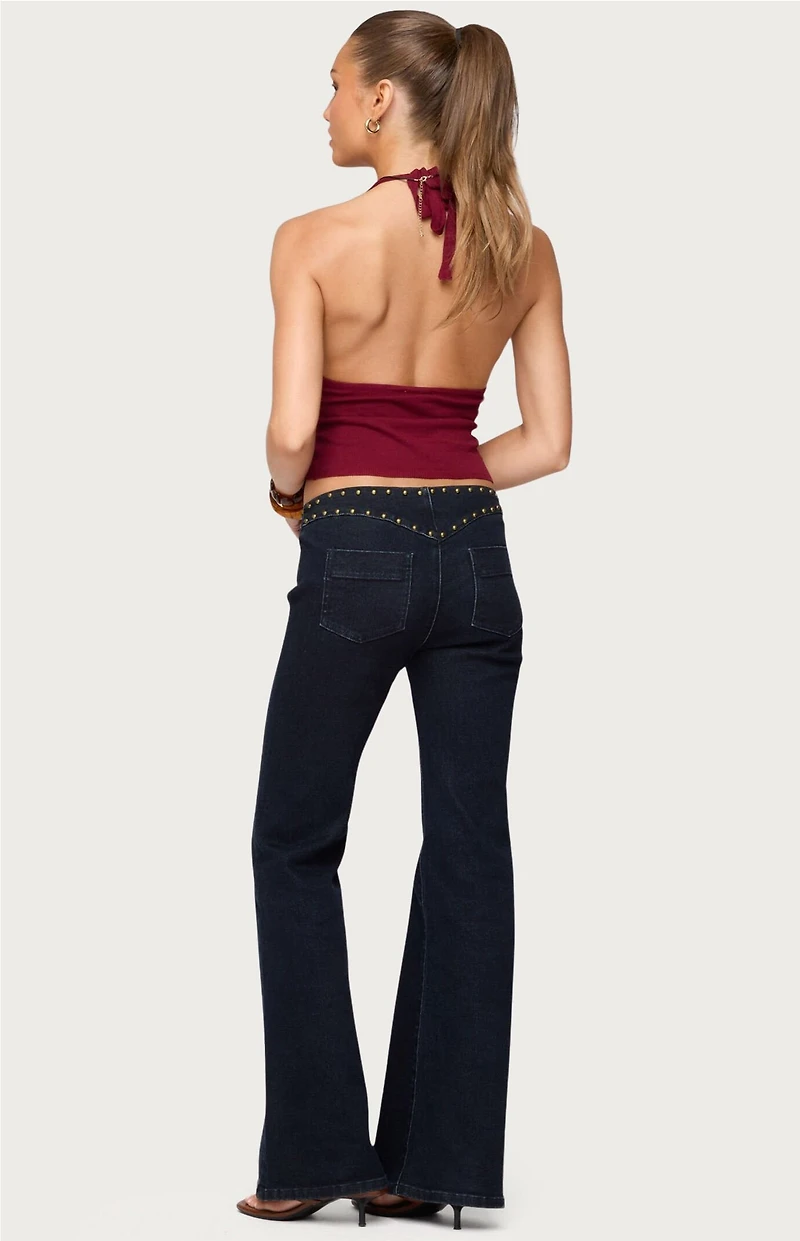 Edikted Missie Knitted Plunge Neck Halter Top