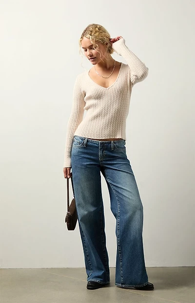 Your Favorite Maple Cable Knit V-Neck Sweater