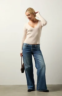 Your Favorite Maple Cable Knit V-Neck Sweater