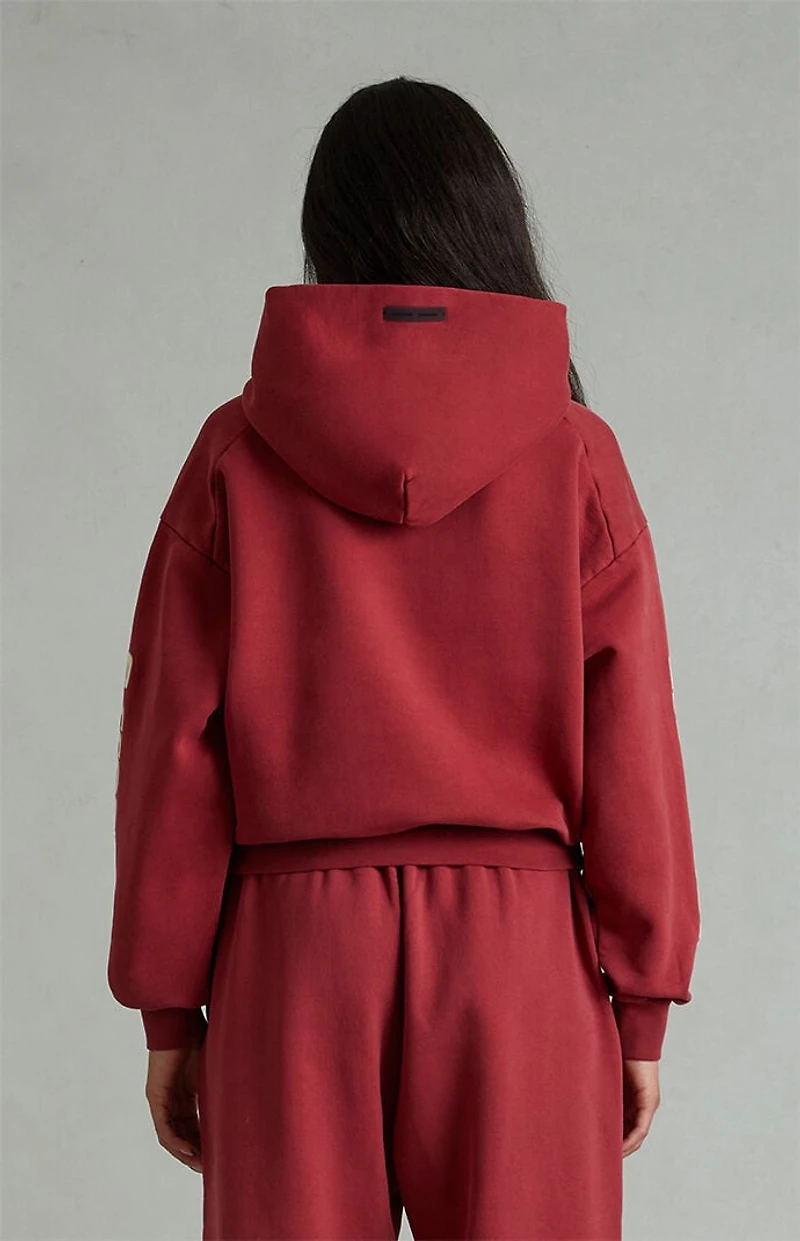 Fear of God ESSENTIALS Women's Crimson Classic Cropped Hoodie