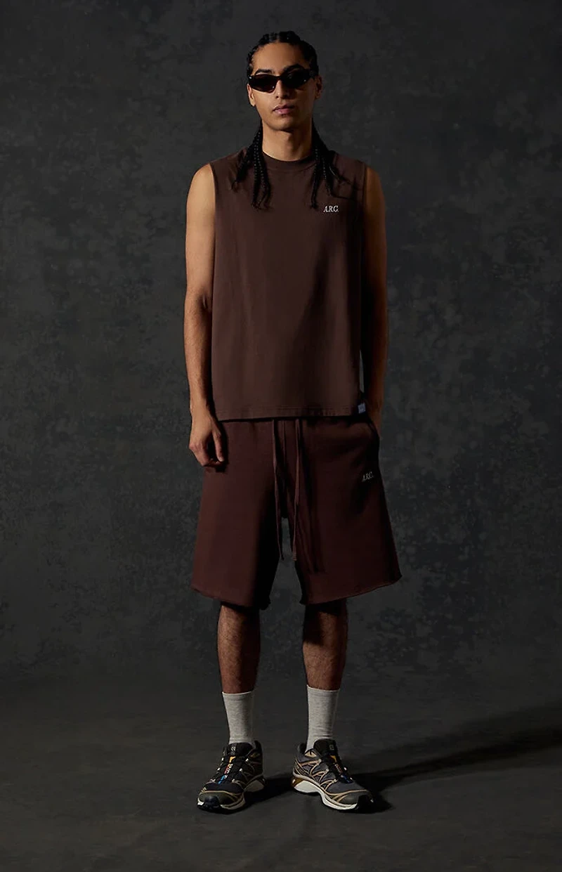 A.R.C. Brown Standard Long Fleece Sweat Shorts