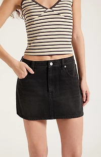 Pacsun Bella Black Mid Rise Denim Mini Skirt
