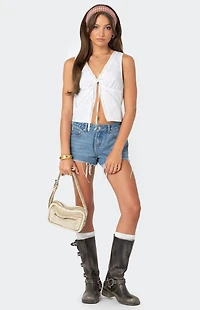 Edikted Embroidered Lacey Split Front Top