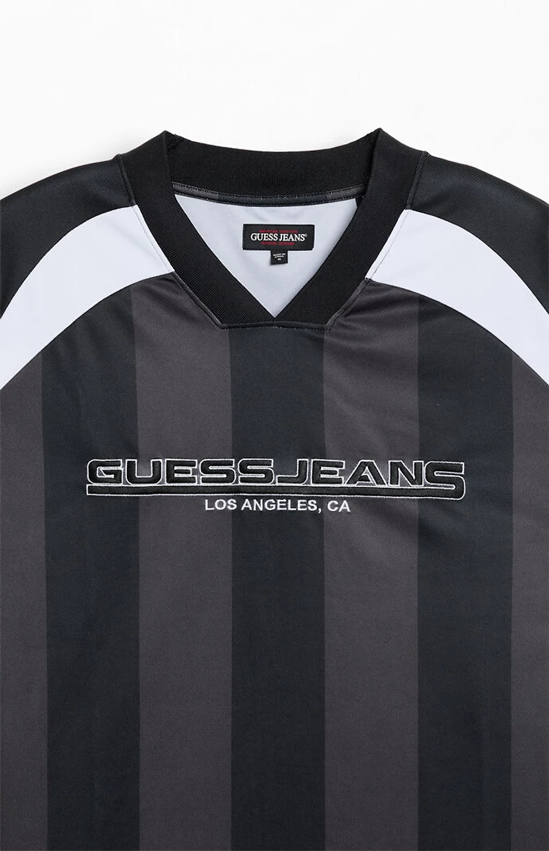 Guess Jeans Striped Long Sleeve Soccer Jersey