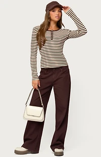 Edikted Roma Striped Henley Top