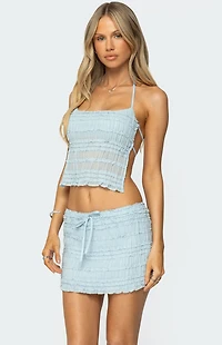 Edikted Mari Backless Ruffle Chiffon Top