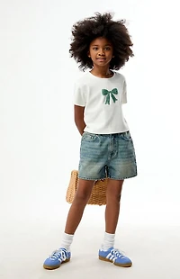 Pacsun Kids Baggy Denim Shorts Medium Blue Tinted