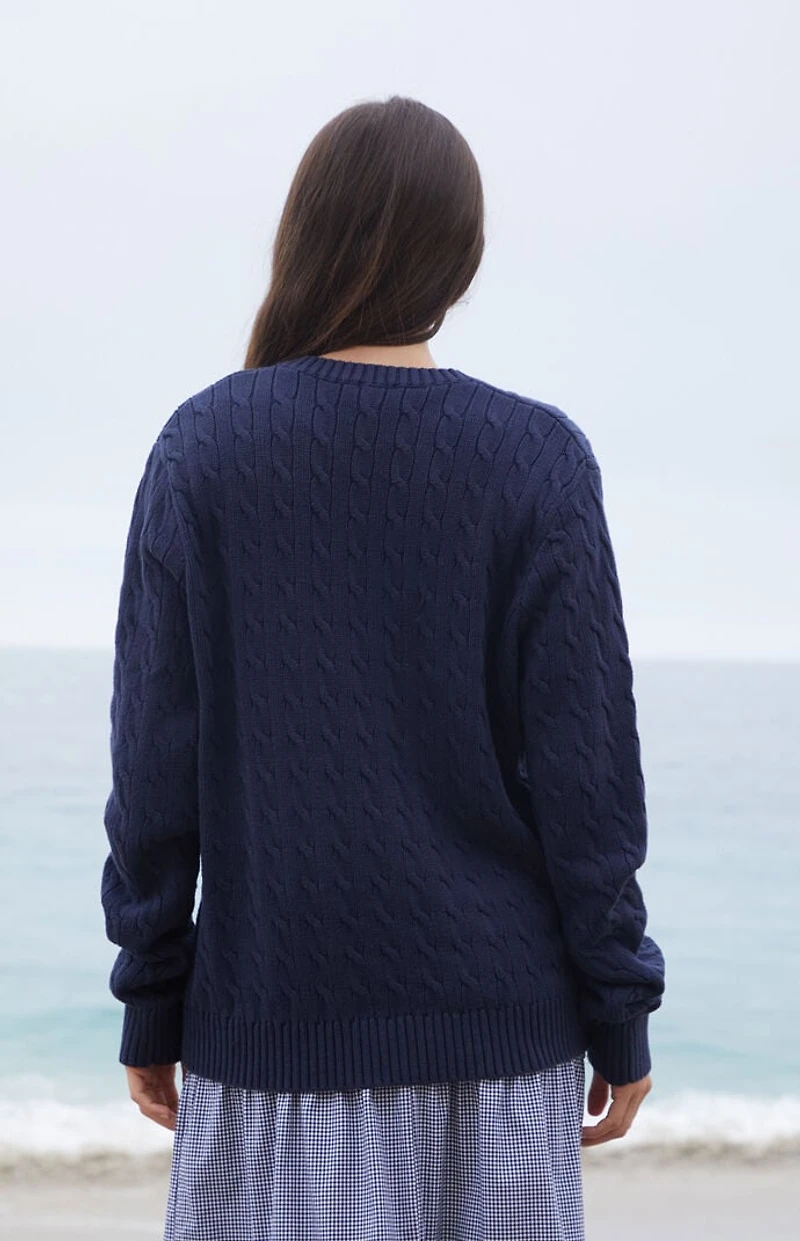John Galt Navy Cable Knit Sweater