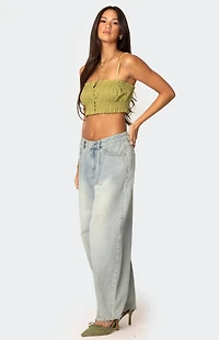 Edikted Alda Cropped Button Front Top