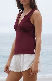 John Galt Burgundy Rafaela Top