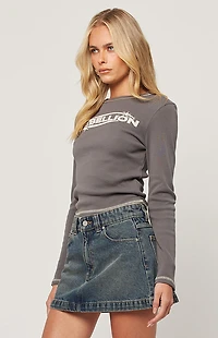 ABRAND 95 Lindsey A-Line Denim Mini Skirt