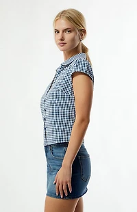 Your Favorite Gingham Button Down Short Sleeve Top