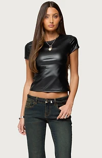 Edikted Raphaela Faux Leather Top