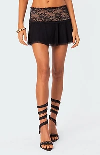 Edikted Mesh & Lace Mini Skirt