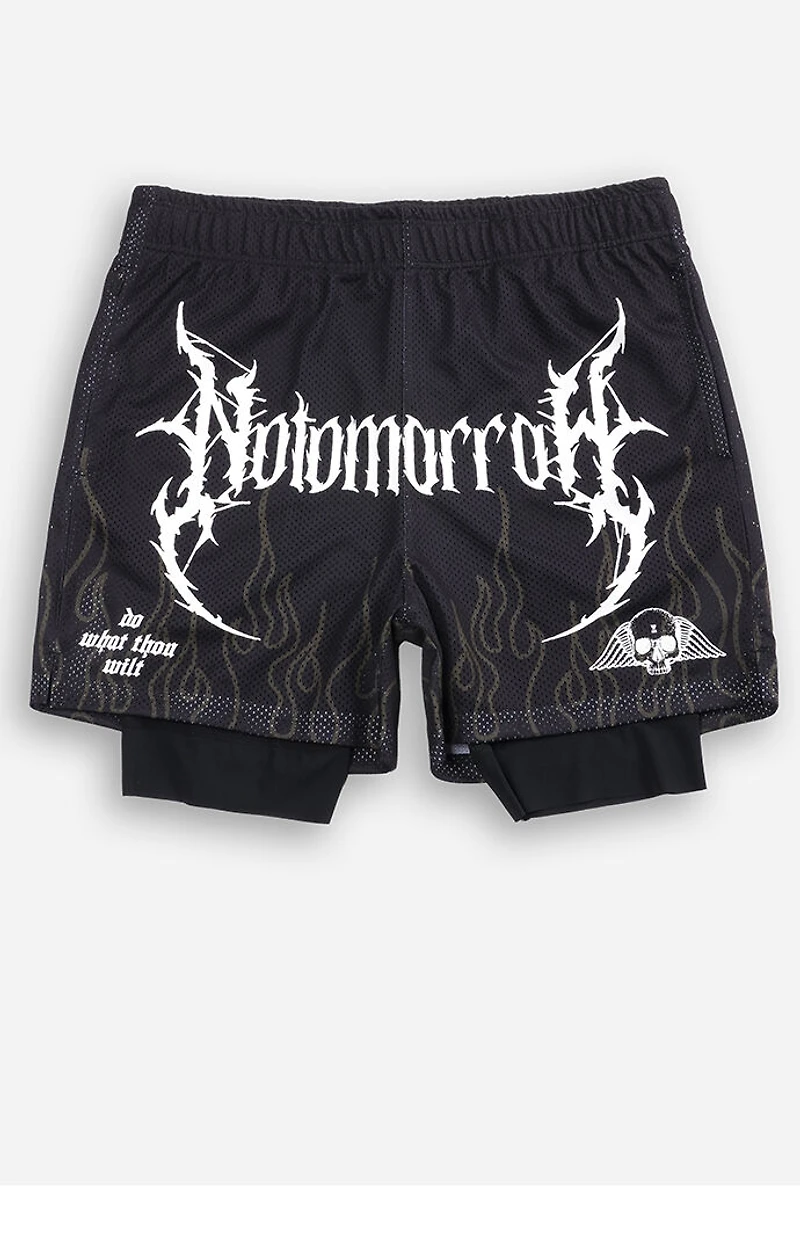 No Tomorrow x Civil Active Black Hades Mesh Shorts