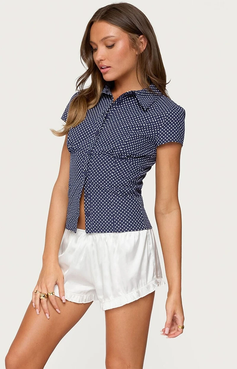 Edikted Polka Dot Tailored Button Up Shirt