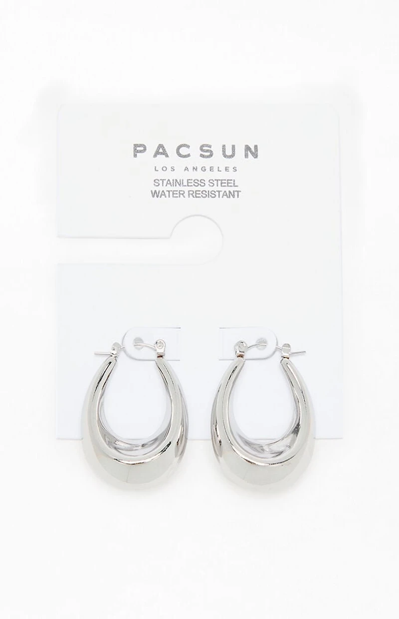Pacsun Silver Cleo Oval Hoop Earrings
