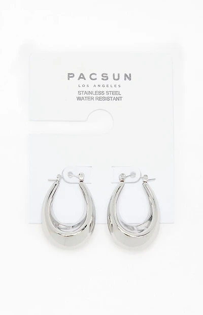 Pacsun Silver Cleo Oval Hoop Earrings