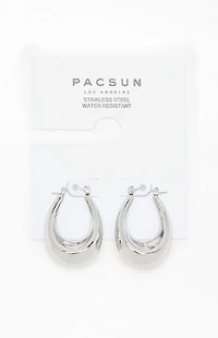 Pacsun Silver Cleo Oval Hoop Earrings