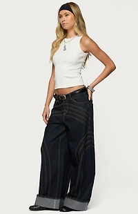 Edikted Cuffed Low Rise Wide Leg Jeans