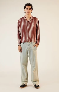 Pacsun Printed Long Sleeve Cropped Camp Shirt