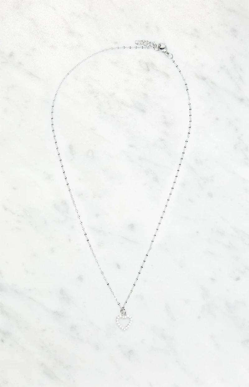 John Galt Rhinestone Heart Necklace