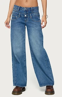 Edikted Abel Layered Look Low Rise Jeans
