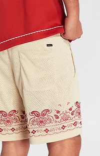 Pacsun Tan Embroidered Mesh Basketball Shorts