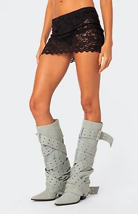 Edikted Kaylie Sheer Lace Mini Skirt