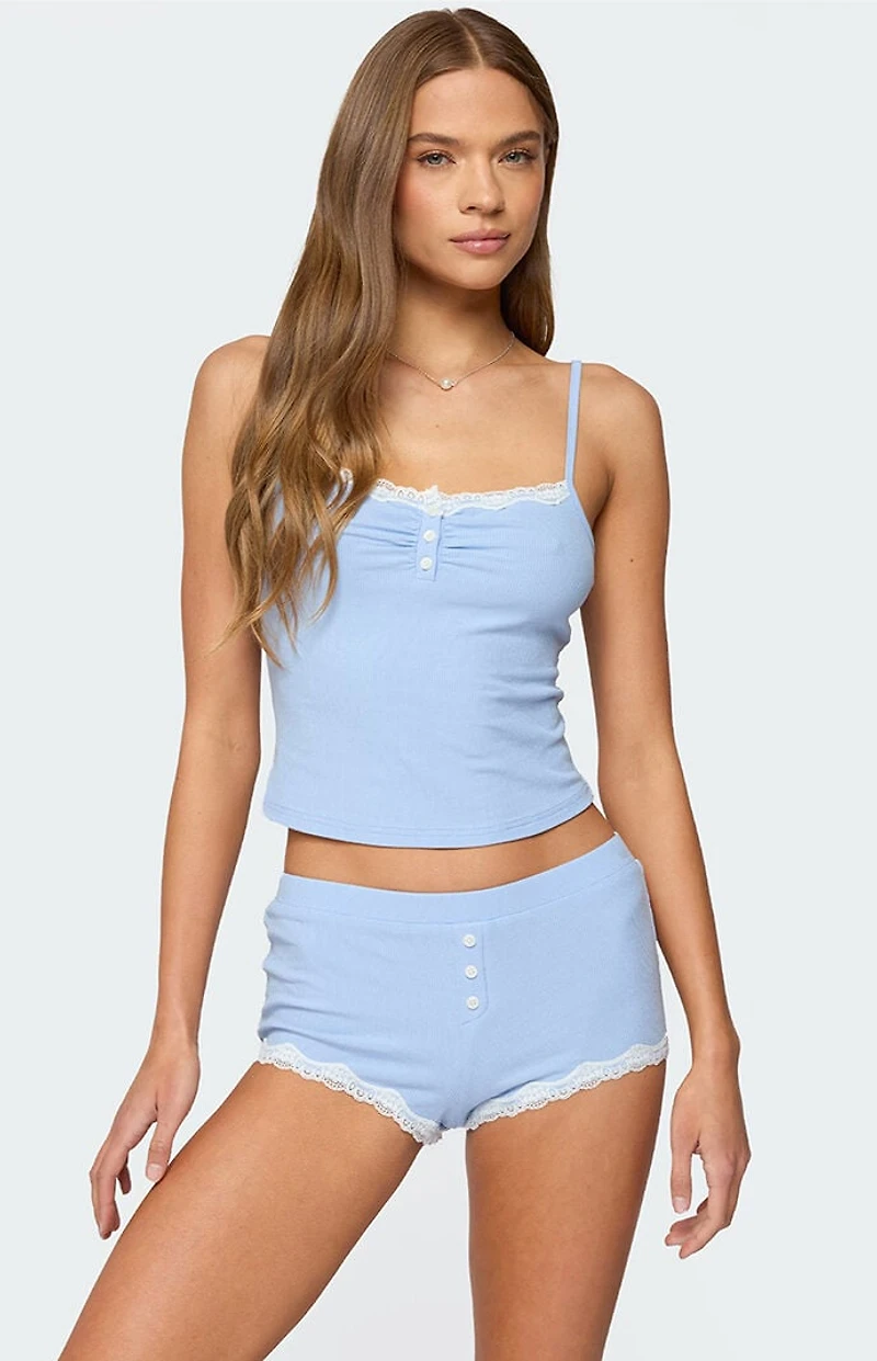 Edikted Olena Lacey Henley Tank Top