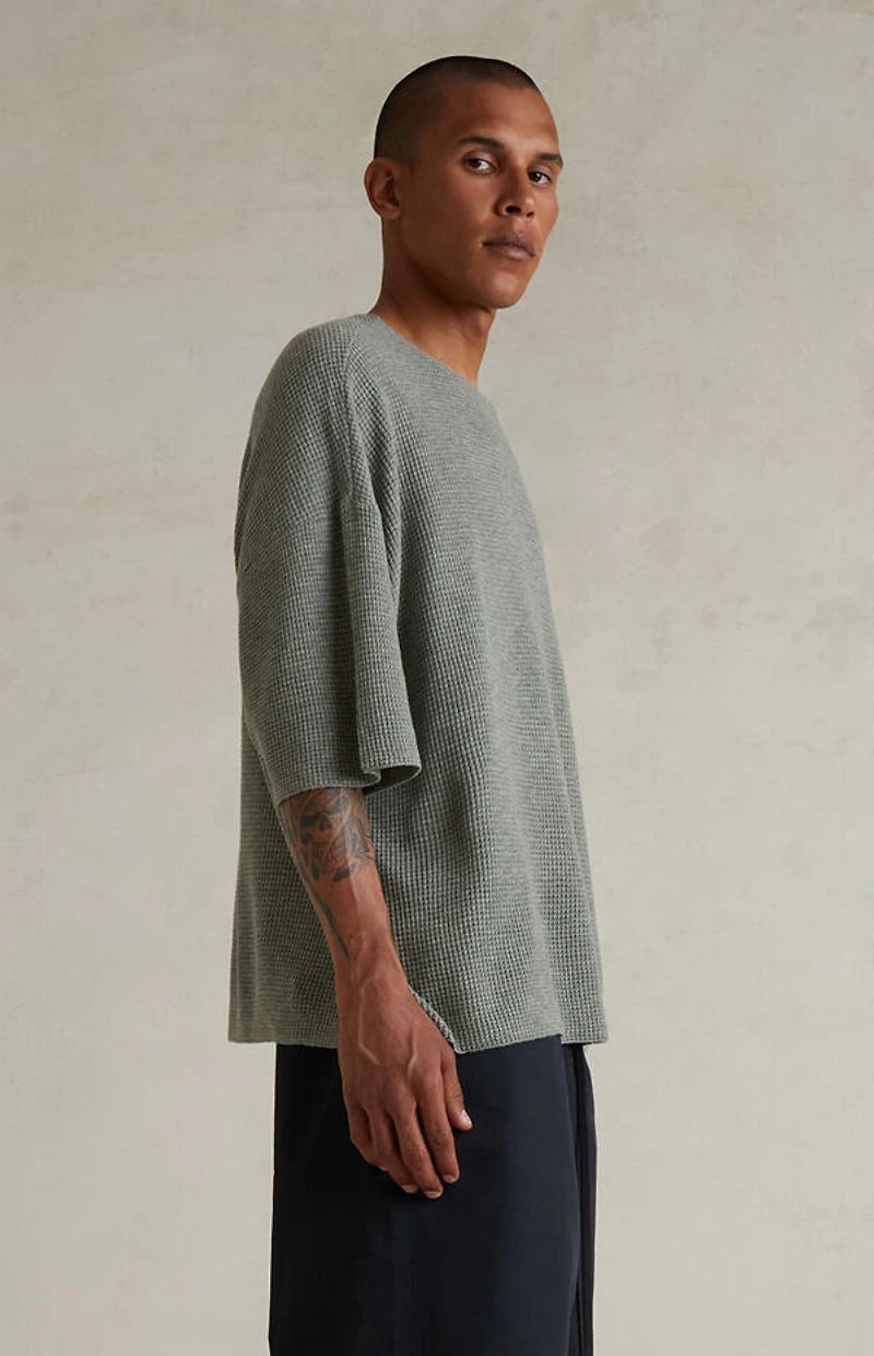 Fear of God ESSENTIALS Concrete Heather Waffle Knit Short Sleeve T-Shirt