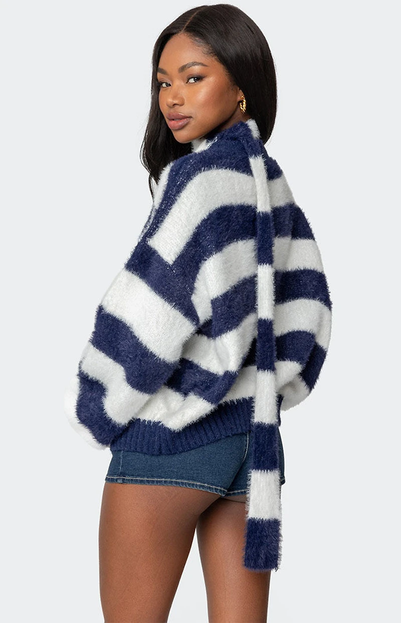 Edikted Striped Two Piece Knit Scarf Cardigan