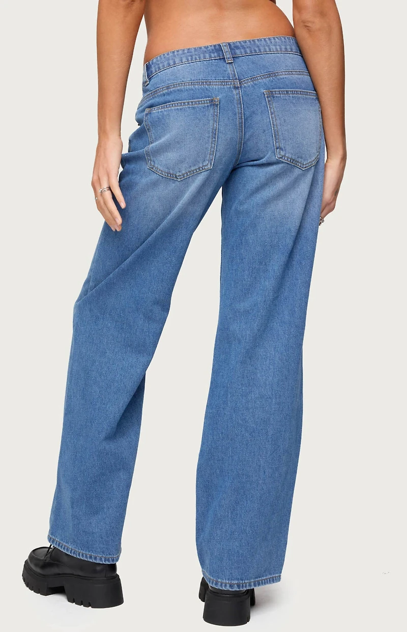Edikted Nikoletta Straight Leg Low Rise Jeans