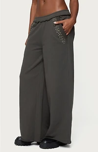 Edikted Wrenn Studded Wide Leg Sweatpants