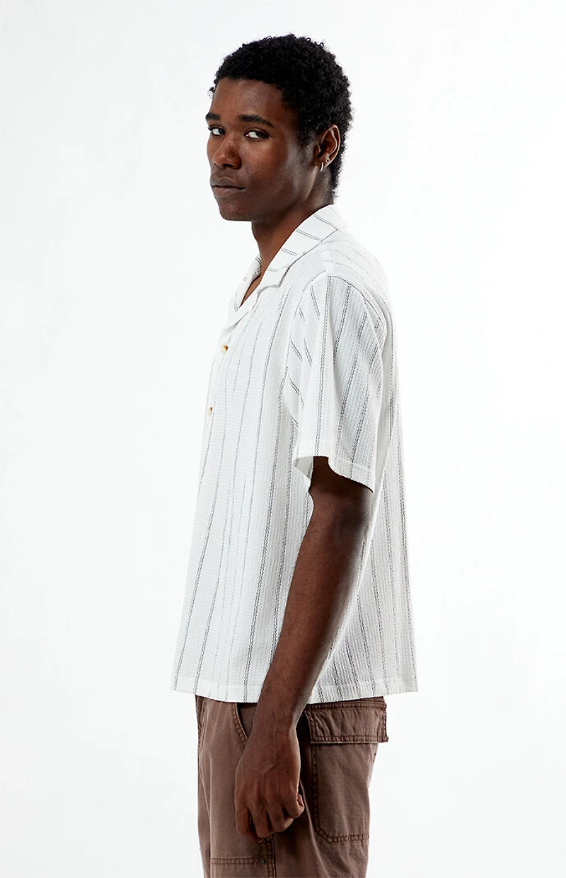 Pacsun White Oversized Striped Camp Shirt
