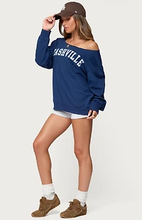 Edikted Nashville Oversized Wide Neck Sweatshirt