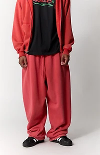 Pacsun Red Washed Fleece Extreme Baggy Sweatpants