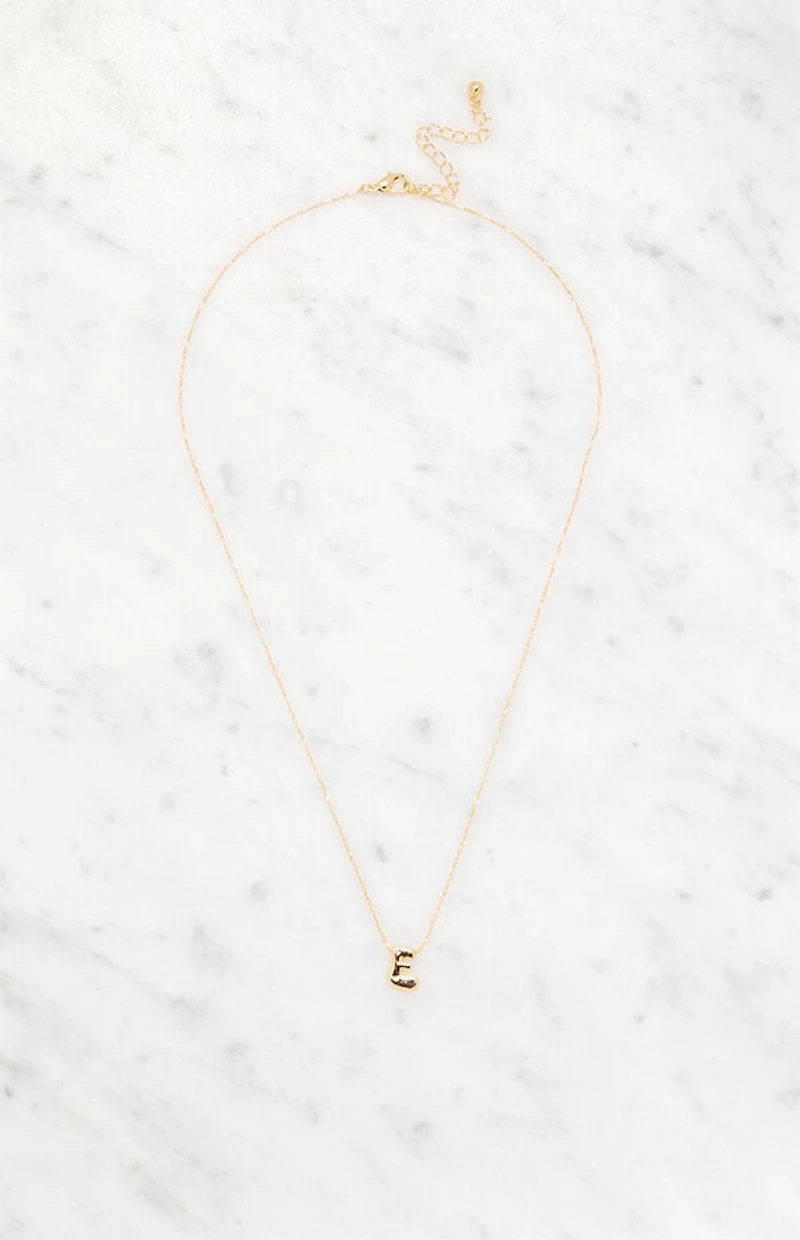 LA Hearts E Initial 14K Gold Plated Necklace